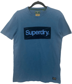 Superdry Dark Blue Black Logo Graphic Short Sleeve Tee Shirt Top S C92 L68