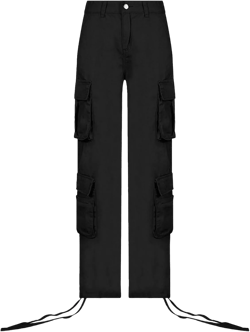 Ollysqiar Womens Cargo Pants,High Waist Baggy Cargo Jeans Flap Pocket Relaxed Fit Straight Wide Leg Y2K Fashion Jeans X-Large Black-a