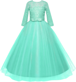 Flower Girls Vintage Lace 3/4 Sleeve Bridesmaid Velvet Dress Princess Wedding Party Pageant Evening Formal Prom Ball Gown 2-3T Turquoise