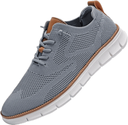 Men's Casual Dress Shoes Comfort Walking Shoes Mesh Knit Lightweight Breathable Sneakers Classic Leisure Oxford Business Shoes 11 Grey