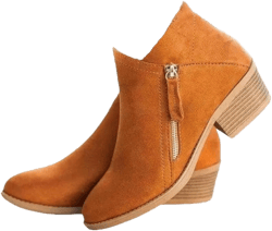 Fall Boots for Women 2023,Women's Chunky Heel Side Zip Ankle Boots,Simple Suedette Side Zip Ankle Boots, 6 Yellow