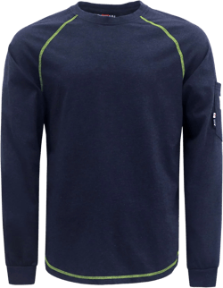 BOCOMAL FR Shirts Heather Series 6oz Flame Resistant T Shirt NFPA2112 CAT2 Fire Retardant Crew Work Shirt Large Heather Navy