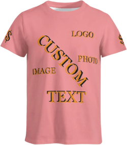 Custom T Shirts, Personalized Your Own Crewneck Tee Shirt, Customized Design Image/Text/Photo Cotton Men Women- Black Pink 5X-Large