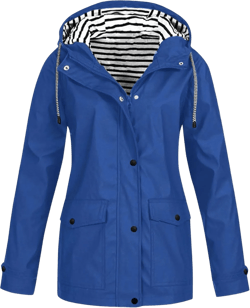 Generic Rain Jacket Women,2024 Trendy Lightweight Zip Up Button Hooded Waterproof Windbreaker For Hiking Outdoor Travel 4X-Large B-blue