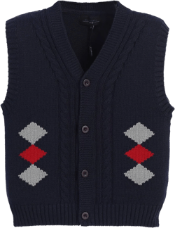 Gioberti Boy's 100% Cotton Diamond Knitted Vest, Navy, Size 18