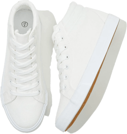 Men's White Canvas High Top Sneakers - Classic Lace-Up Walking Shoes, Light-Weight Soft Casual Tennis Shoes 8.5 White