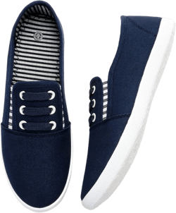 Women's Canvas Slip On Sneakers - Casual Walking Shoes, Non Slip Work Shoes 11 Navy