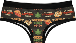 Crazy Dog T-Shirts Womens Chicken Pot Pie Panties Funny Weed Bikini Brief 420 Graphic Underwear For Ladies X-Large Black