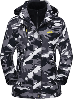 MAGCOMSEN Women's 3-in-1 Winter Coats Snow Ski Jacket Waterproof Windproof Fleece Lined Winter Jacket Parka Black Camo Large