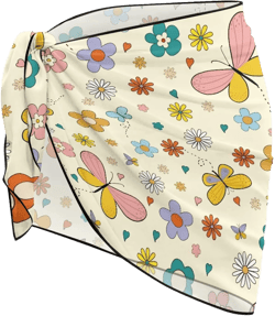 JEOCODY Hippie Daisy Beach Wrap Coverups for Women Butterfly Chiffon Swimsuit Wrap Skirt Bathing Suit Pareo Funny Bikini Scarf Cover Up for Swimwear Sexy Beach Wrap at Amazon Women’s Clothing store