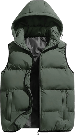 Ymosrh Mens Casual Winter Vest Lightweight Water Resistant Quilted Hooded Puffer Vest Jacket Fall Coat with Hood, S-2XL