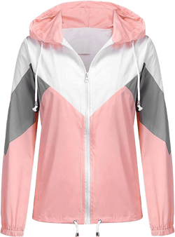 SoTeer Women's Waterproof Rain Jackets Lightweight Hooded Windbreaker Packable Active Outdoor Raincoat Pastel Pink Medium