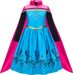 Avady Princess Dress for Girls Princess Costumes Kids Halloween Cosplay Birthday Party Dress Up with Cape Purple 01 5-6Y