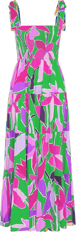 GOLDSTITCH Women's Summer Boho Spaghetti Strap Ruffle A Line Beach Long Maxi Dress X-Large Purple Floral