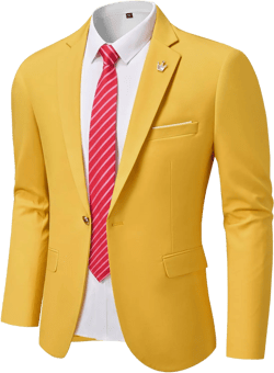 Hihawk Men's Slim Fit Blazer, One Button Casual Lightweight Jacket, Sport Coat for Daily X-Small Yellow