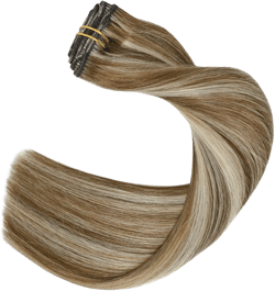 Clip In Extensions Real Human Hair Balayage Light Brown to Bleach Blonde Highlights Remy Human Hair Extensions 20 Inch 70g Double Weft 7pcs #6p613 Human Hair Clip in Extensions