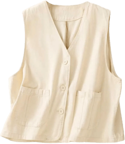 IDEALSANXUN Womens Linen Vest Tops Spring Summer Casual Button Down Sleeveless Blazer Jackets Beige Large
