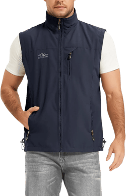 Flygo Mens Summer Casual Lightweight Outdoor Work Fishing Photo Travel Utility Vest with Pockets X-Large 01 Navy Blue