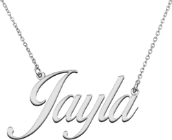 HUAN XUN Personalized Name Necklace Custom Letter Necklace for Womens Jayla Silver - No Custom