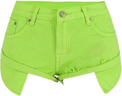 Womens Ripped Denim Shorts Mid Waisted Cutoff Distressed Roll Hem Jeans Summer Hot Shorts with Pockets 38 Green