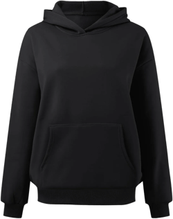 Womens Hoodie Pullover Casual Plain Basic Sweatshirt with Hood Solid Color Oversized Long Sleeve Hoodies