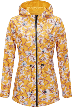 RISISSIDA Women Casual Reversible Floral Print Jacket Hooded Spring Fall Fashion, Lightweight Waterproof Thin Transition Coat