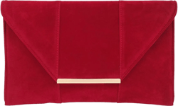 JNB Women's Faux Microsuede Envelope Clutch Red