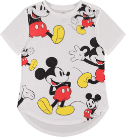 Disney Ladies Mickey Mouse Fashion Shirt - Womens Mickey & Minnie Mouse Top Curved Hem Hi Lo Short Sleeve Tee