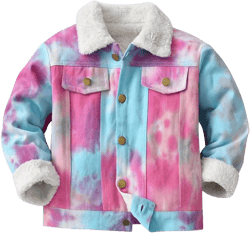 Girls' Denim Jacket Outerwear, 12 Months-12 Years 4-5T Fleece Tie Dye Pink