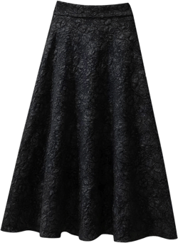 Women High Waist Floral Print Swing Beach Midi Long Skirt with Pockets Plus Size Skirts for Women (Black, XXL) XX-Large Black