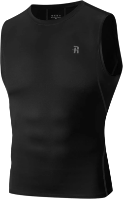 Runhit Sleeveless Compression Shirt Men Tank Top Athletic Muscle Shirts for Men Medium Black