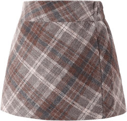 Toddler Girls & Womens Fall Plaid Mini Skirt Elastic Waist A line Flannel Bodycon Pencil Skirts,2-15Years
