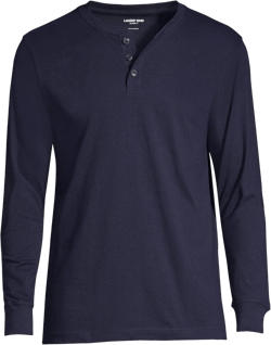 Lands' End Men's Super-T Long Sleeve Henley Shirt Medium Tall Radiant Navy