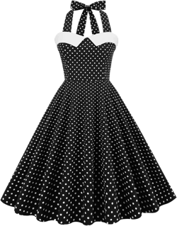 Women 50s 60s Vintage Sleeveless Polka Dot Cocktail Swing Dress Retro Audrey Hepburn Patchwork Midi Evening Rockabilly Dress at Amazon Women’s Clothing store