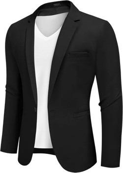 COOFANDY Men's Casual Blazers Sport Coats Slim Fit Cotton Sport Jackets 1 Button Lightweight Suit Jackets Medium A- Black