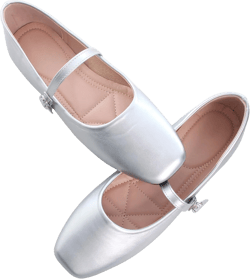 WENJIAZHIZHI Womens Square Toe Ballet Flats Comfortable Mary Jane Shoes Dressy Casual Slip-On Ballerina Walking Flat Shoes 7 A239-silver