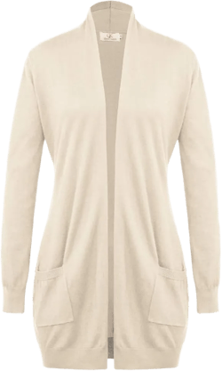 GRACE KARIN Women's Casual Open Front Cardigan Long Knitted Sweaters Shrug with Pockets Beige X-Large