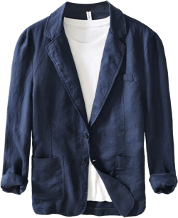 Icegrey Men's Casual Sport Coat Regular Fit Lightweight Linen Blazer Jacket Stylish Two Button Suit Jackets Large Navy