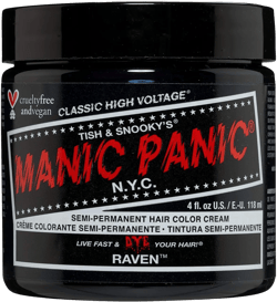 MANIC PANIC Classic Raven Semi Permanent Hair Color - Cool-Toned Black Hair Dye for Women & Men That Lasts 4-6 Weeks - Vegan, Ammonia & Cruelty-Free - Create & Mix Custom Shades (4oz)