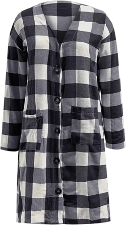 Flannel Shirt for Women 2024 Fall Plaid Shacket Jacket Casual Long Sleeve Button Up Shirt Lapel Tartan Fashion Coat