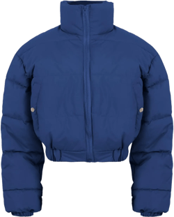 Kissonic Women's Cropped Puffer Jacket Quilted Coat Baggy Puffer Short Down Outerwear with Pockets X-Large Navy Blue
