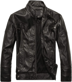 PASOK Men's Faux Leather Jacket Vintage Stand Collar Motorcycle PU Leather Outwear Coat XX-Large Black