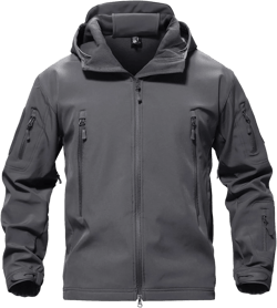 TACVASEN Men's Special Ops Military Tactical Rain Jackets Winter Warm Fleece Softshell Hooded Raincoat Snowboard Large Gray