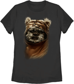 Women's Star Wars The Ewok Named Wicket Profile Picture  Graphic Tee Black Medium