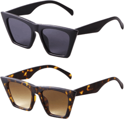 VIA LEECA Fsashion Cat Eye Sunglasses for Men Women， Trendy Oversized Square Sun Glasses Tortoiseshell+black
