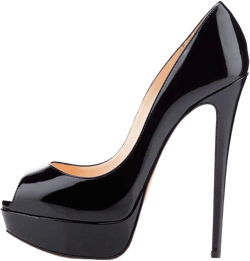 YODEKS High Heel Platform Pumps Women's Peep Toe 5.9 inch Stiletto Slip On Party Heeled Pumps Sandals Patent Leather Wedding Dress Shoes 9.5 Black