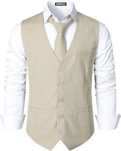 ZEROYAA Men's Hipster Urban Design 3 Pockets Business Formal Dress Vest for Suit Tuxedo Zlsv16-beige X-Large