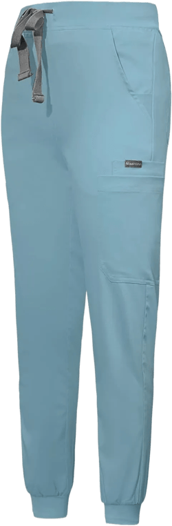 niaahinn Women Jogger Scrubs Pant Workwear Mid Rise Tapered Leg Drawstring for Nursing Soft Fabric Large Light Blue