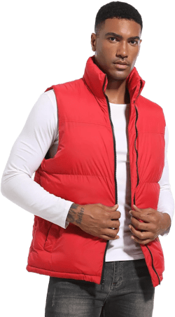 Men's Quilted Puffer Vest Sleeveless Warm Jacket Winter Water-Resistant Outdoor Puffy Vest Sizes M to 3XL Red Medium