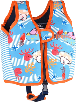 Kids Swim Vest Training Vest, Premium Neoprene, Ideal Buoyancy Swimming for Boys, Girls with Adjustable Safety Strap Small Cyan